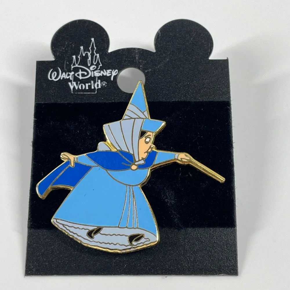 Disney Merryweather Fairy Pin Blue Vintage Sleeping Beauty Enamel Gold Tone